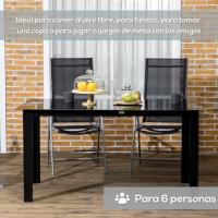 Mesa de Jardín Rectangular para 6 Personas Marco de Aluminio Mesa de Comedor Exterior con Vidrio Templado Carga de 50kg Para Balcón Terraza Negro 150x90x74 cm - details 5