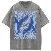 Camisetas Suaves y Transpirables de Algodón con Estampado de Ballenas de Coral - details 8