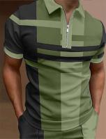 Polo para hombre, Polo con cuello, camisa de golf, estampado gráfico, geometría, apertura EAL, manga corta, ropa con cremallera, top de diseñador - details 8