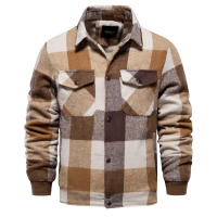 Nuevas chaquetas de otoño e invierno con solapa para hombre, abrigos informales a cuadros, ropa de hombre a la moda - details 0