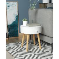 2X Mesitas de Noche Mesa de Centro con Cajón, con Patas, Madera MDF Blanco 38x38x48cm TS51ws-2 - details 5