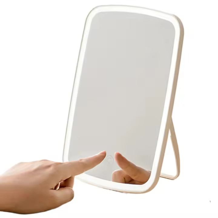 maquillaje iluminado, portátil, espejos de tocador inteligentes, iluminación de 3 colores, pantalla táctil de escritorio recargable - 1