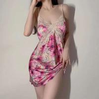 Daeyard - Lencería sexy de satén para mujer, ropa de dormir de seda con cuello en V, Babydoll Ence, vestido de noche - details 5