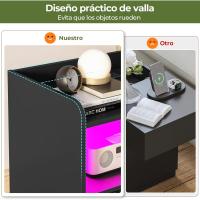 Mesitas de Noche con luces LED y Estación de Carga (2 Tomas AC, 2 Puertos USB) Mesita de Noche Blanca Mesas Auxiliares con 1 compartimento abierto y 2 cajones para Dormitorio Salón - details 15