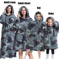 Sudaderas con capucha de gran tamaño para niños y mujeres, sudaderas con capucha de Panda, oso, aguacate, León, dibujos animados, Halloween, familia, mantas largas de TV, invierno, nuevo - details 22