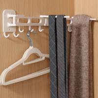 Gancho deslizante para cocina sin perforaciones, estante para colgar en la pared, ganchos deslizantes plegables que ahorran espacio con 14 ganchos, estante de riel de cocina extensible - details 5
