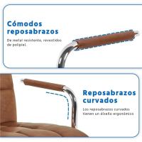 Silla de Oficina Giratoria con Ruedas Ajustable en Altura, Carga de 120Kg, Respaldar Marrón Claro - details 2