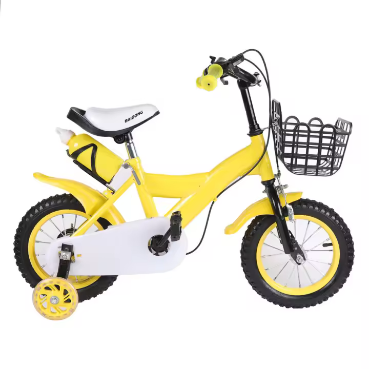 Bicicleta para niños con ruedas de entrenamiento, amarillo, 12 ", Modo de frenado Dual, alta durabilidad - 1