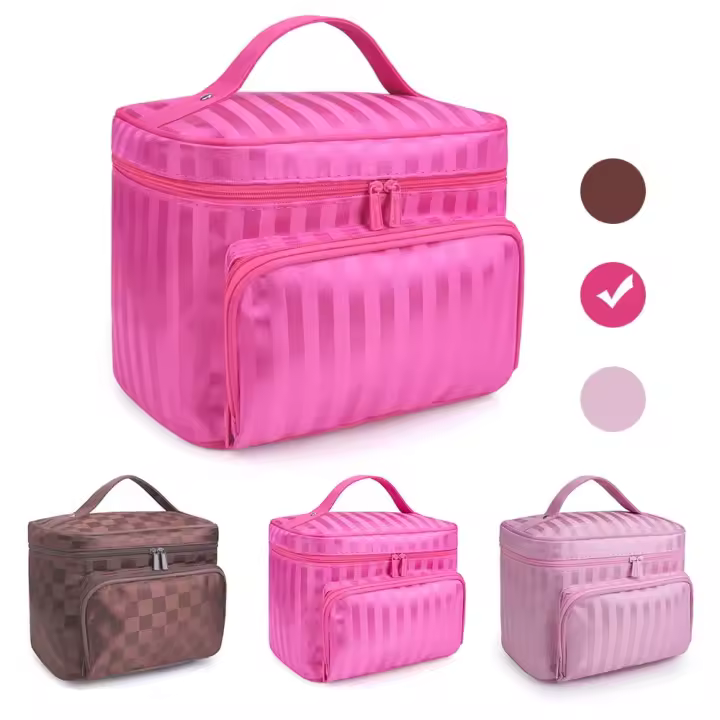 Bolsa de maquillaje para hombre y mujer, estuche de viaje con asa, organizador de viaje - 1