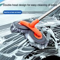 Cabezal de cepillo doble giratorio, fregona para lavado de coches, suministros para automóviles, fregona telescópica de tres secciones, accesorios de mantenimiento para limpieza de ventanas y techo. - details 1