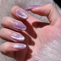 Uñas postizas brillantes de longitud media para principiantes, purpurina Rosa elegante, decoración de uñas práctica - details 4