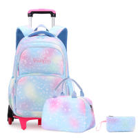 Mochila de Nylon Impermeable con Ruedas Patrón de Estampado 3 Piezas de Estuche y Carretilla - details 19