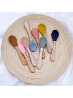 Cuchara de Silicona para Bebé Mango de Madera Utensilio de Comer Alimentos Sólidos - details 2