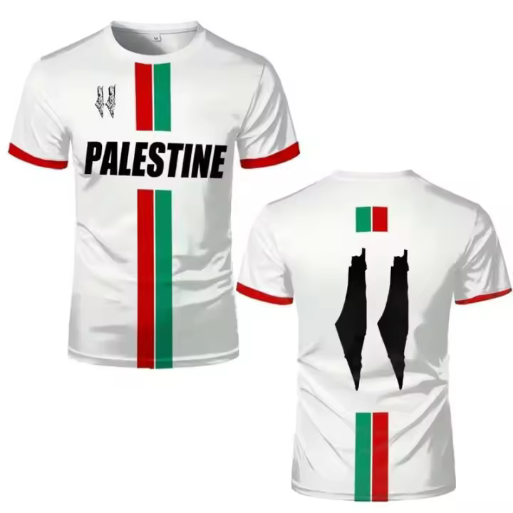 Camisetas de talla grande con estampado 3D de la bandera del fútbol palestino para hombre y mujer, camisetas deportivas informales de manga corta transpirables de secado rápido - 1