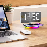 ORIA-reloj despertador Digital inalámbrico, estación de carga con luz nocturna de ambiente RGB, espejo LED, el más nuevo - details 0