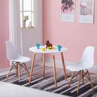 Mesa de Comedor, Estilo escandinavo Ronda Mesa y Patas de Madera de Haya, 80*72 cm, Color Blanco - details 5