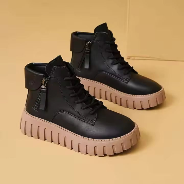 Zapatos casuales de moda de lona para mujer, botas Martin de calcetín grueso - 1