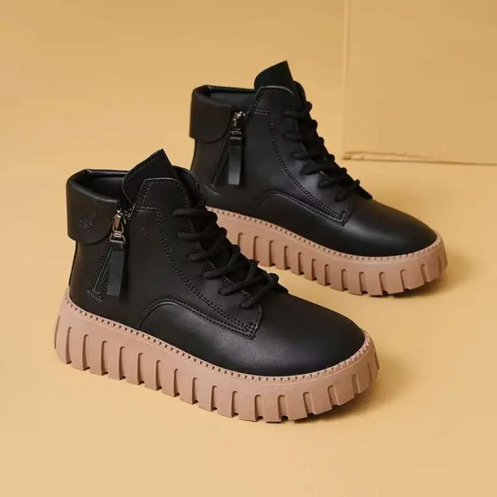 Zapatos casuales de moda de lona para mujer, botas Martin de calcetín grueso - 1