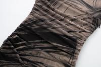 TRAFZA-Vestido largo plisado sin mangas para mujer, traje elegante con estampado de tul, ajustado, para otoño, 2023 - details 6