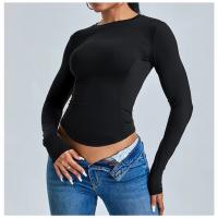 Fishbone Line Camiseta deportiva informal de manga larga para mujer, para Yoga, correr, gimnasio, ajustada, con cuello redondo, Top de entrenamiento - details 9