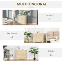 Cómoda con 4 Cajones Cajonera Auxiliar de Almacenaje Moderna para Dormitorio Pasillo Sala de Estar 76x35x72 cm Acabado en Color Roble y Blanco - details 2
