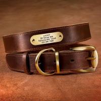 Juego auténtico perros, collares personalizados de cuero genuino mascotas, correas personalizadas para perros pequeños, medianos - details 10