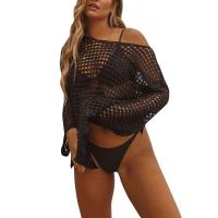 Túnica Boho de Punto de Crochet para Mujer Cuello Redondo Longo Cubierta de Traje de Baño de Playa - details 2