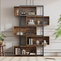 Bücherregal, 5 Etagen, mit Einlegeböden, Holzmaserung braun mit schwarzem Stahlrohr - details 0