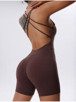 Traje completo para mujer, con monos de entrenamiento ajustados y pantalones cortos de correr sin mangas, secado rápido - details 15