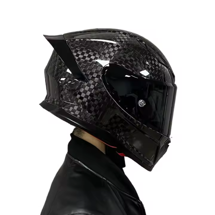 Casco de fibra de carbono para carreras de motos, aprobado por DOT - 1