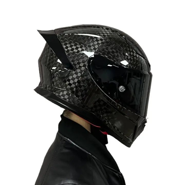Casco de fibra de carbono para carreras de motos, aprobado por DOT - 1