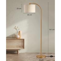 Lámpara de Pie Minimalista Pantalla de Lino Beige, Bombilla LED, Ajustable para Dormitorio, Salón, Oficina Dorado - details 4