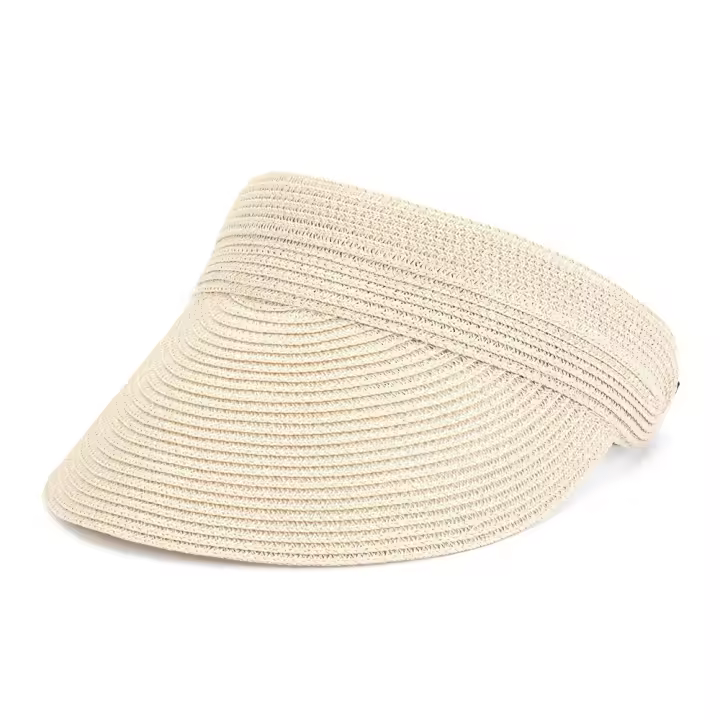 Sombrero de visera de Playa ajustable para Mujer, Gorra plegable de Paja, ALA Ancha, Protección UV - 1