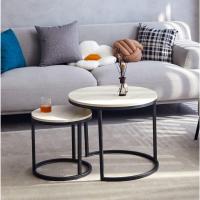 Conjunto de Mesa de Centro Redondo de Madera Tables de Café y Té-Claro - details 18