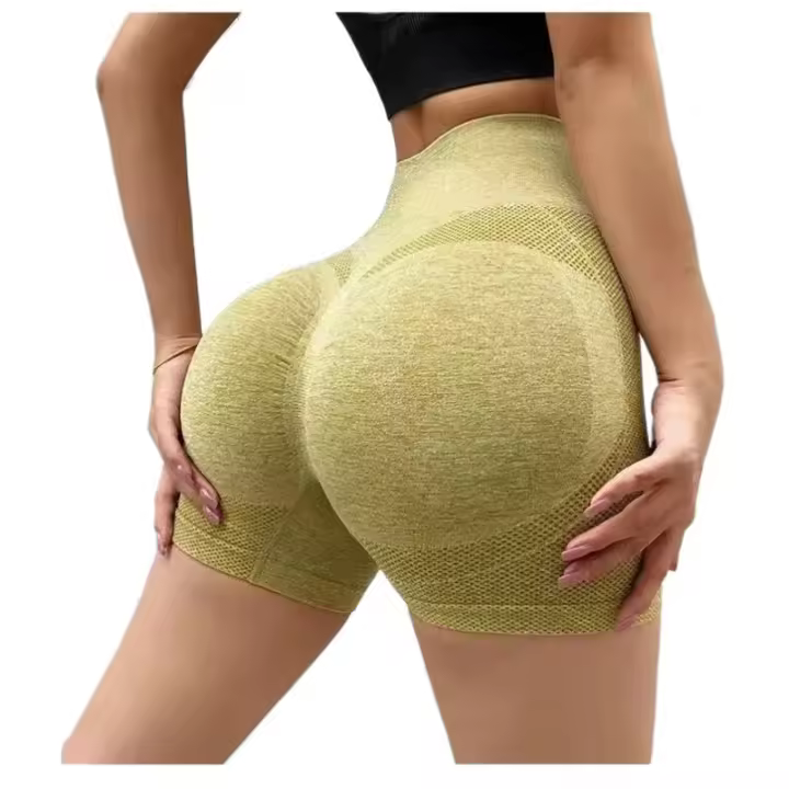 Pantalones cortos de Yoga para glúteos cruzados, cintura alta, estiramiento del Abdomen, ajuste ajustado, antideslumbrante, secado rápido, Fitness - 1