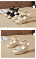 Sandalias de cuña con punta abierta para mujer, zapatos de plataforma con tira trasera, elegantes e informales - details 2