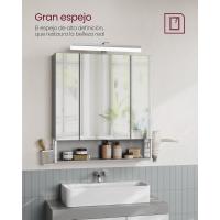 Armario de Baño con Luz LED 16,5 x 70 x 75 cm Toma Corriente Cesta Colgante Soporte para Secador - details 9