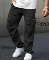 Pantalones Casuales de Talla Grande para Hombres Diseño de Bolsillo Falso con Cremallera Delantera - details 0