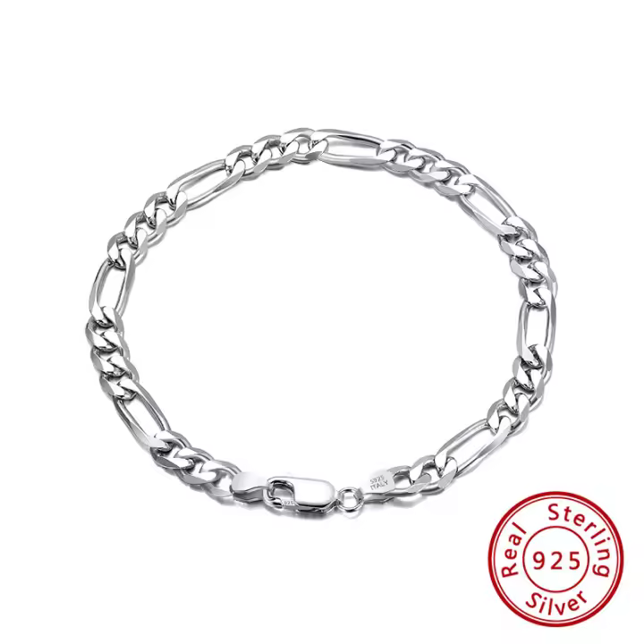 Pulseras, cadenas, estilo de plata pura para hombres y mujeres. - 1