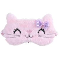 Lindo gato suave dormir cubierta de ojos máscara Animal tela de felpa venda para los ojos relajarse niñas señora para viajar en casa cuidado de los ojos - details 3