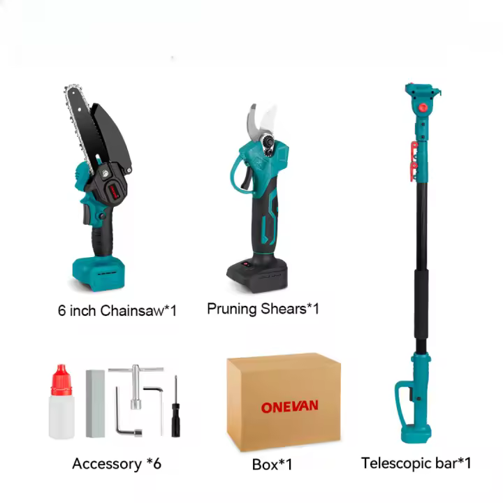 ONEVAN-motosierra eléctrica telescópica sin escobillas, 3500W, 3 en 1, tijeras para ramas altas, herramienta de poda de jardín para juego de pines de batería Makita - 1