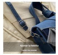 Bolso pequeño portátil de moda versátil, nuevo denim, bolso cuadrado pequeño cruzado de hombro empalmado - details 2