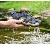 Sandalias de cuero para hombre, zapatos informales antideslizantes para playa y exterior, talla grande 38-48 - details 10