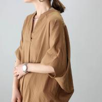 Nuevo vestido de verano Jersey con cuello en V suelto y delgado camisa de color sólido 6 colores - details 32