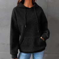 Sudadera de manga larga para mujer, con capucha de cuello redondo, color sólido, superior - details 1
