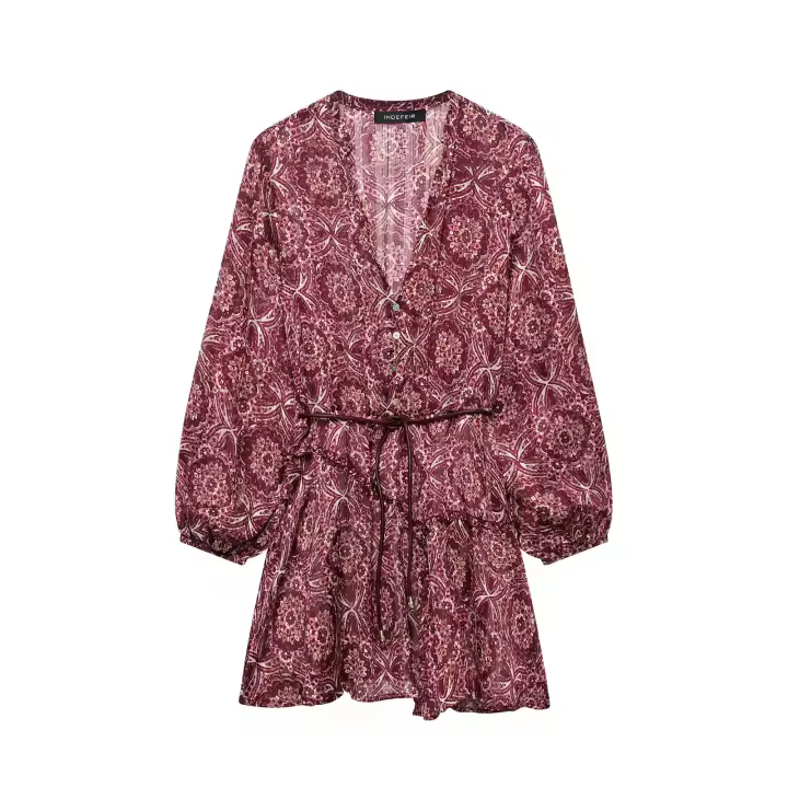 Mini vestido estampado popular para mujer, ropa europea y americana. - 1