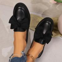 Mocasines de un pie con nudo de lazo para mujer, Color sólido, Charol, Cómodo, Suela gruesa, Zapatos suaves - details 12