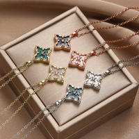 Collar de piedras preciosas de trébol de moda para mujer, regalo de cumpleaños, regalo de vacaciones - details 1