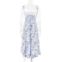 Vestido Midi bohemio de verano con tirantes finos y abertura en el muslo, vestido con lazo en la parte delantera, estampado liso, sin mangas, Vintage, vestidos de playa - details 43
