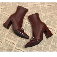 Botines De Tacón Para Mujer, Botines Clásicos De Diario Con Puntera Estrecha Y Cremallera Lateral, - details 10